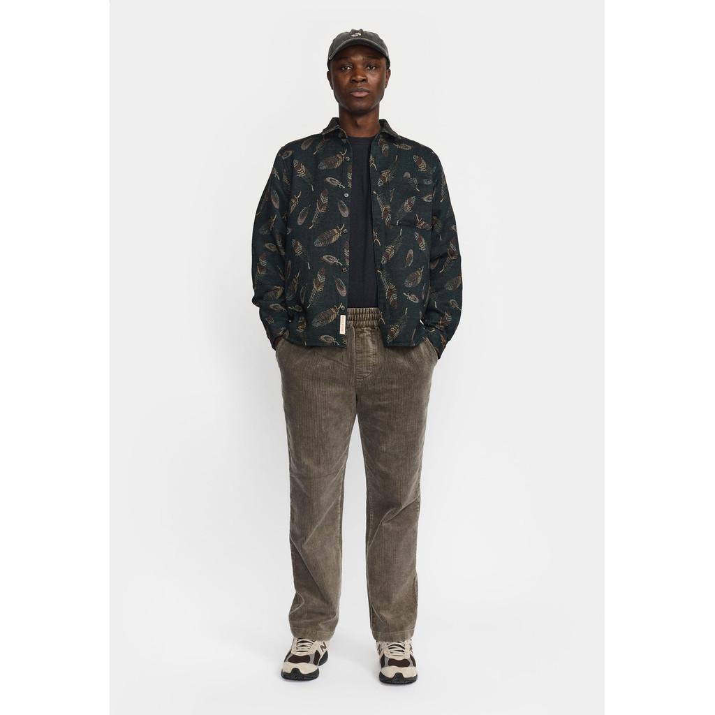 Revolution Jacquard Feather Pattern Hemd Herren dunkelgrün